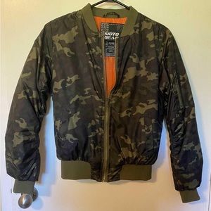 Moto Gear Camo Bomber Jacket